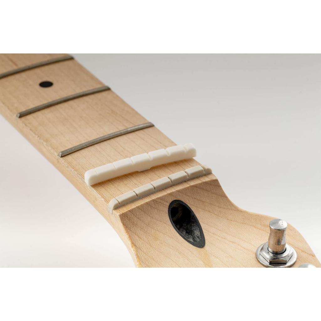 Musiclily Pro 43mm Cow Bone Nut with String Groove Processed Bone Nut Curved Bottom for Fender Electric Guitar Strat/Telecaster 43x3.2x5.1mm (2