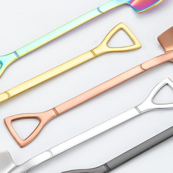 Stainless Steel Shovel Spoon Ice Cream Spoon Mini Dessert Spoons Creative Shapes Coffee Teaspoon Gift for Kitchen Restaurant Party