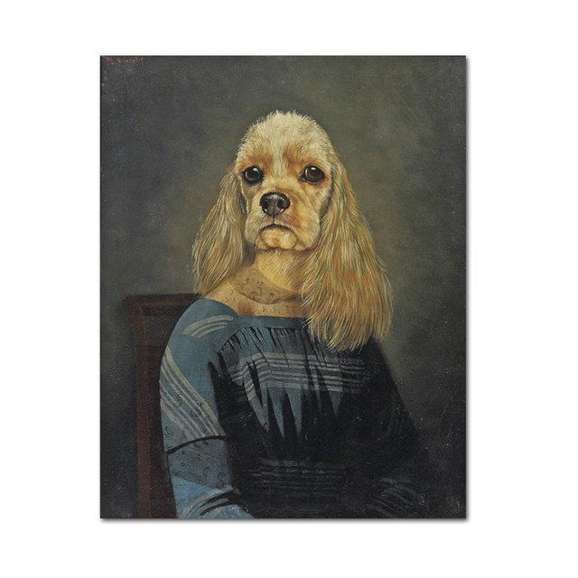 Decor retro, artă de perete, poster cu animale de epocă, pictură în ulei, pânză, decorarea camerei de acasă, imagine cu mașină pentru câine, pentru designul casei, fără cadru