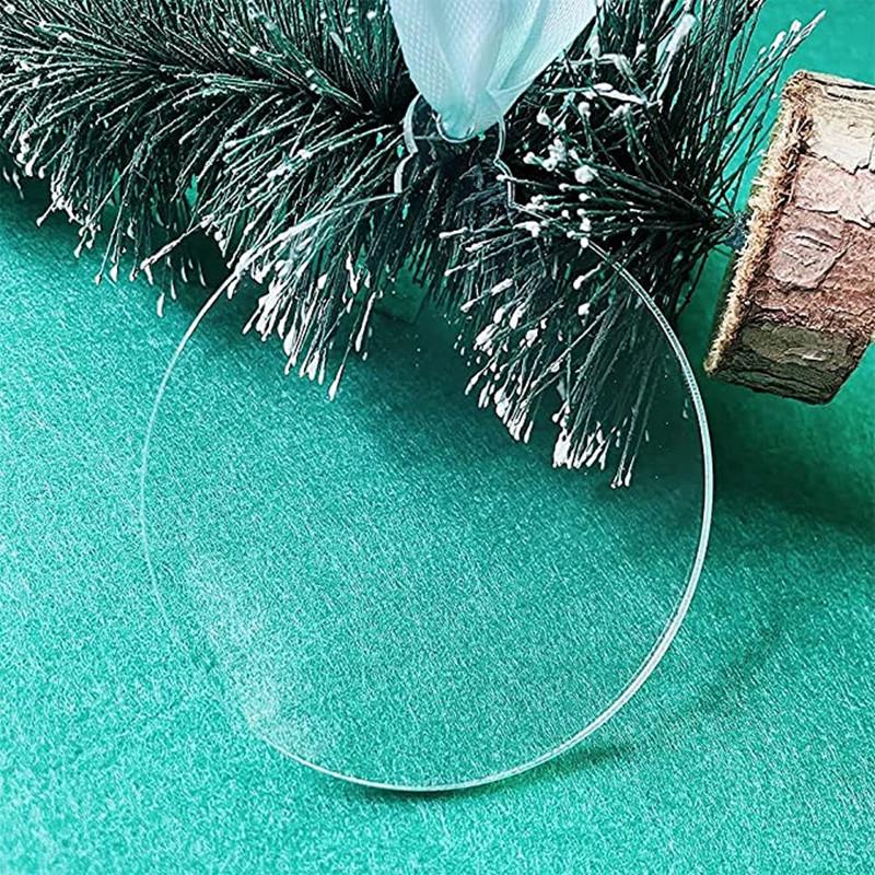 30Pcs Clear Acrylic Christmas Ornament Blank Transparent Acrylic Circle Disc DIY Crafts Christmas Round Acrylic Hangings