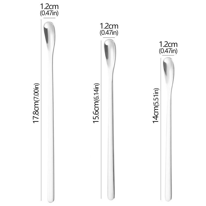 

3PCS Stainless Steel Stirring Spoon Juice Ice Cream Scoop Coffee Tea Spoon Bar Tableware Kitchen Tool Seasoning Mixing Dessert серебряный