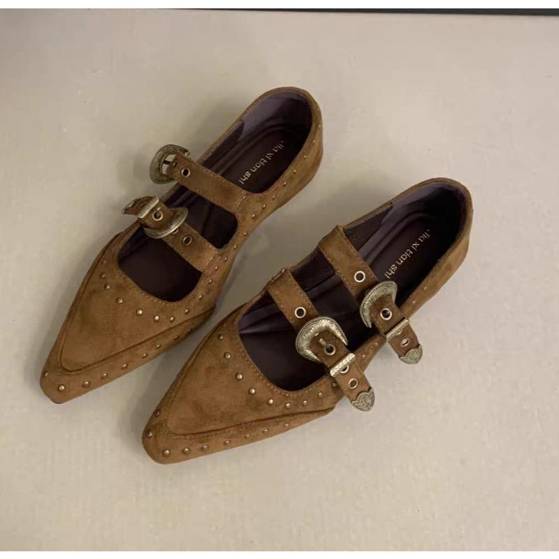 Fashion New Pointed Toe Women Mary Jane Shoes Fashion Shallow Buckle Shoes Ladies Casaul Dress Low Heel Leather Shoes Zapatos De Mujer