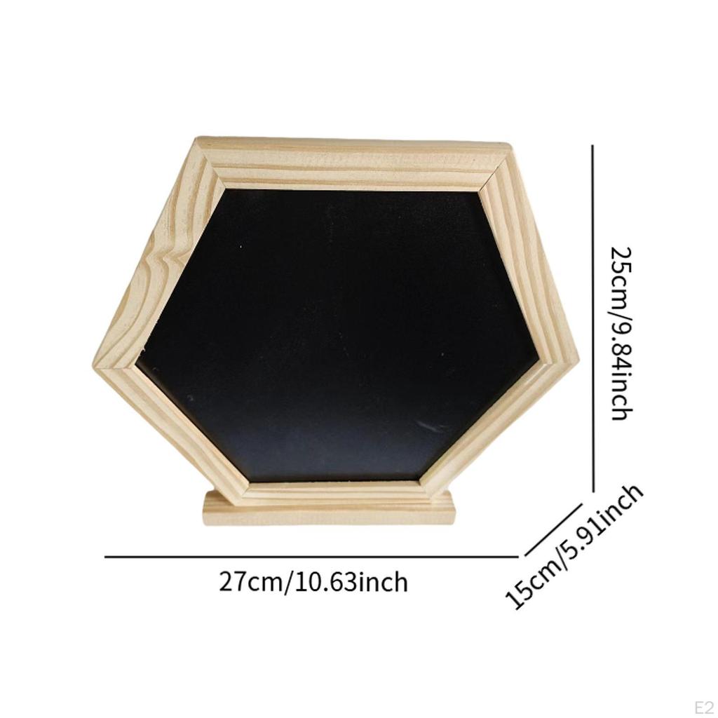 Desktop Memo Board Black Chalkboard Hexagon Sign with Stand Display