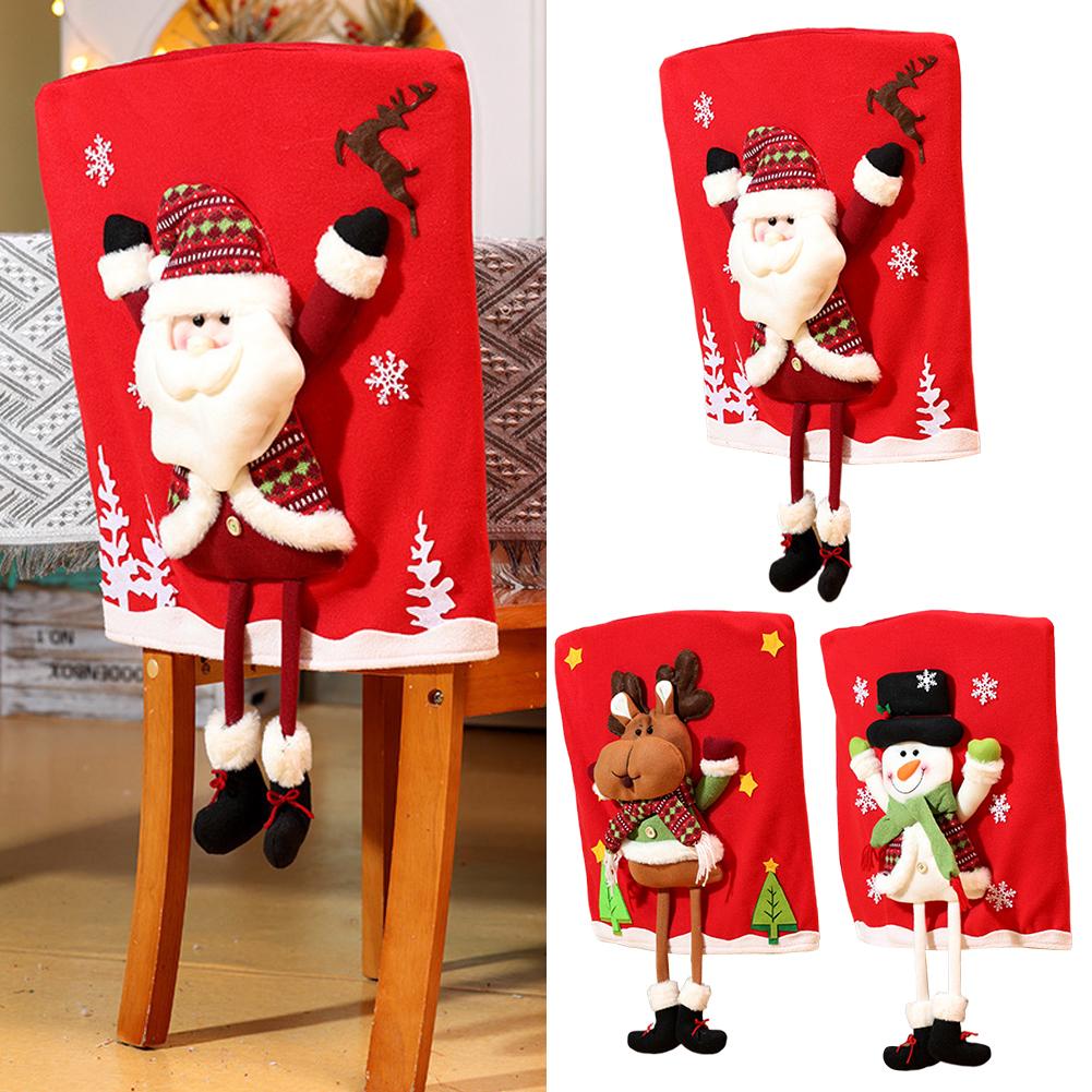 Snowman Santa Claus Elk Deer Chair Cover Christmas Chair Cover Christmas Table Decoration Dining Chair Cover Xmas Party Supplies