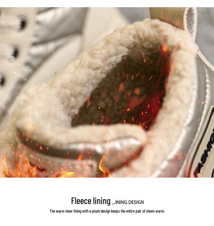 Damen High-Top Warme Freizeitschuhe - 2025 Herbst/Winter, Samtgefüttert, Dicke Sohle, Höhenverstärkende Baumwoll-Sneakers