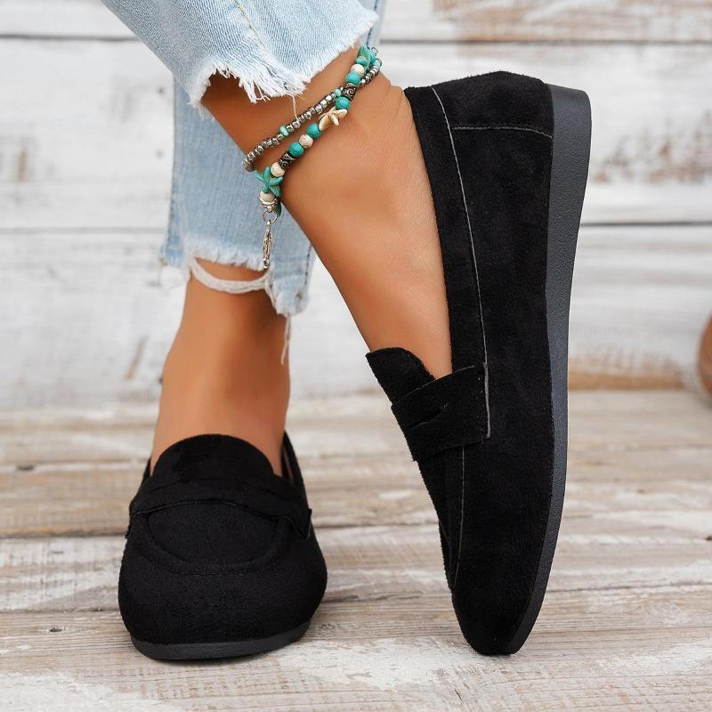 Ladies' Retro Lazy Loafers Soft Soled Bean Shoes Flat Single Shoes