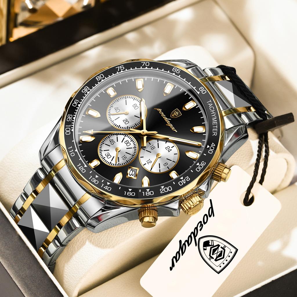 POEDAGAR Sport Men Watch Waterproof Luminous Chronograph Date Quartz Military Man Wristwatch Stainless Steel Men's Watches Reloj