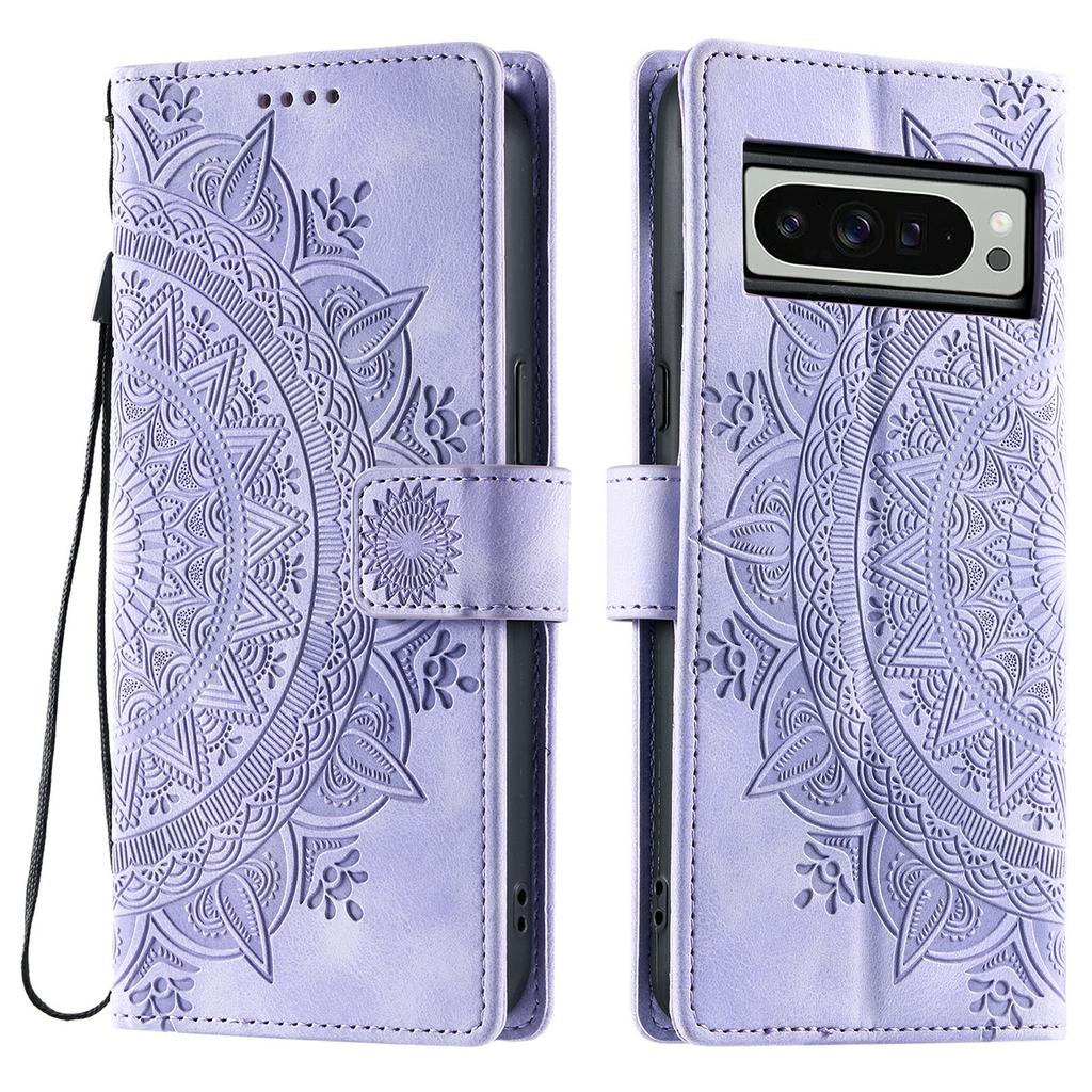 Style 018 For Google Pixel 9 Pro XL Case Imprinted Totem Skin Feel Wallet Leather Phone Cover