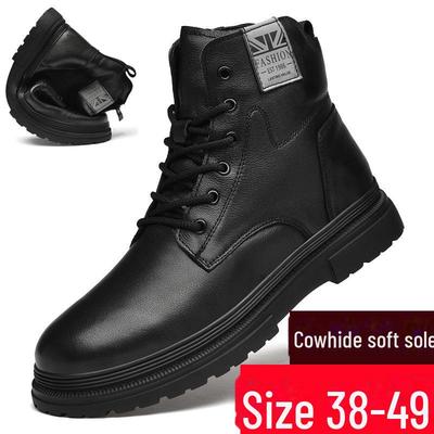 Men's High-Top Casual Shoes & Boots: Sizes 45-49, Cotton, Leather, Zippered Martin & Work Styles