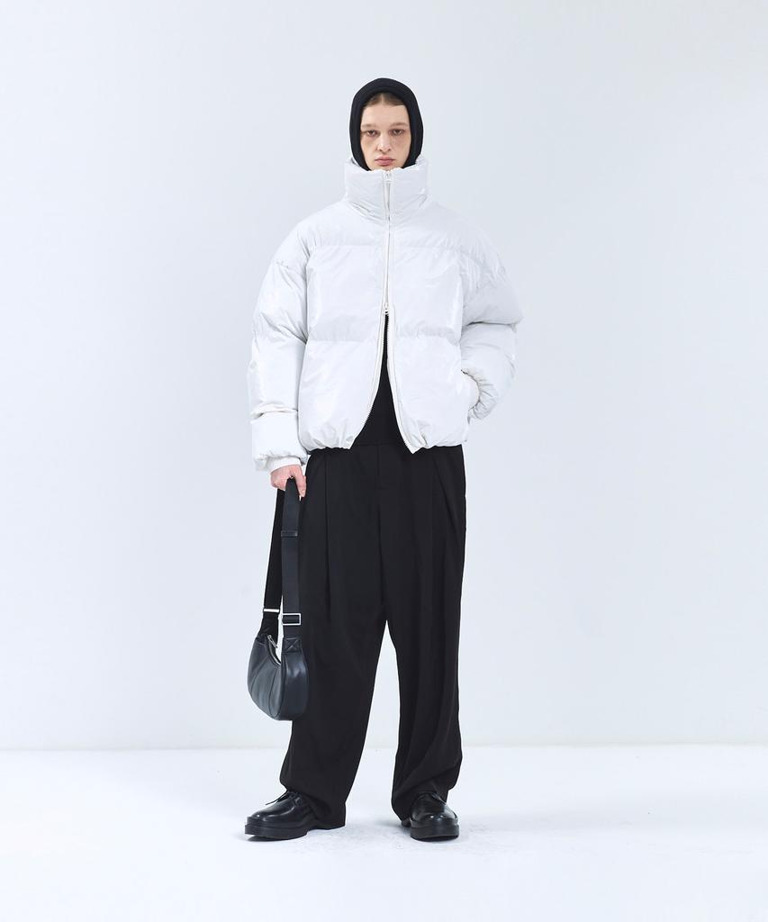 Ironyporno Whiteline 86-Iro339 Essential Glossy High-Neck Short Padded Jacket White