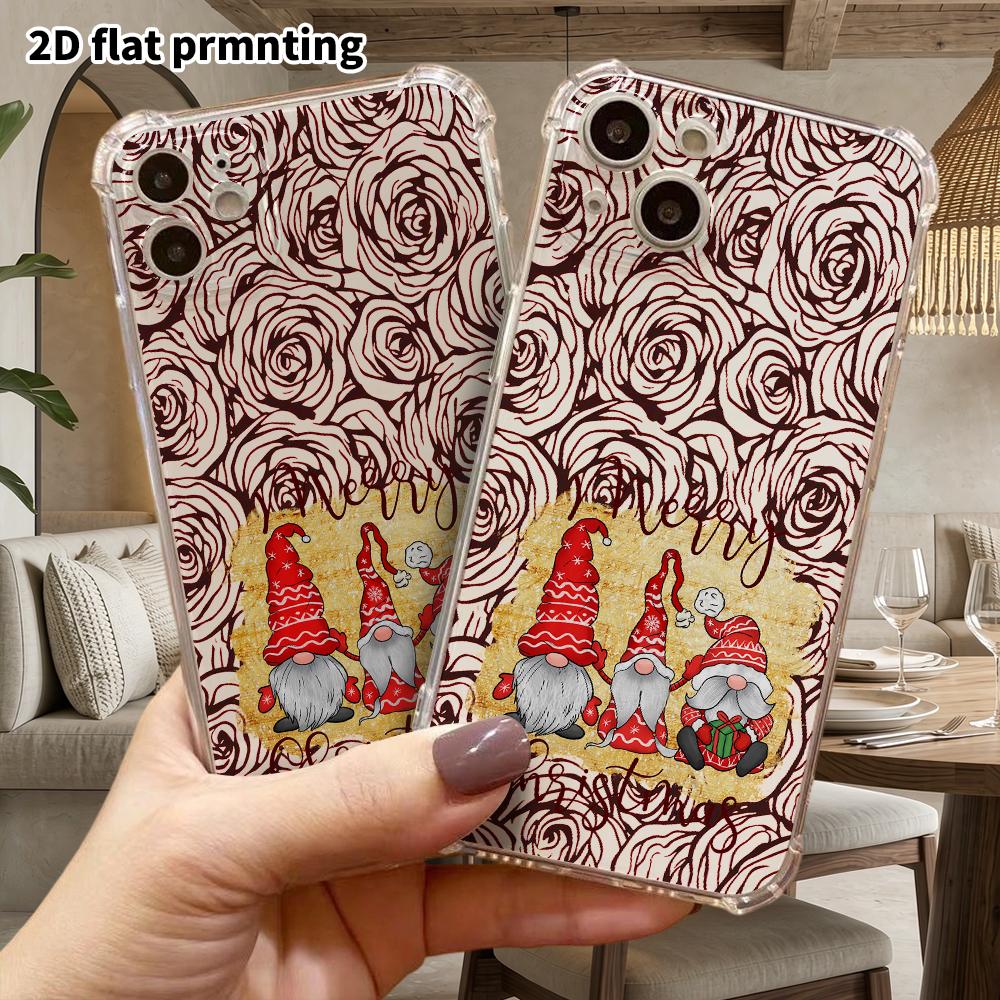 Phone Case: 2D Flat Design, Fits iPhone 18 17 16 15 14 13 Pro, Transparent Corner Protection Case, Christmas Elf, Christmas and Halloween Gift