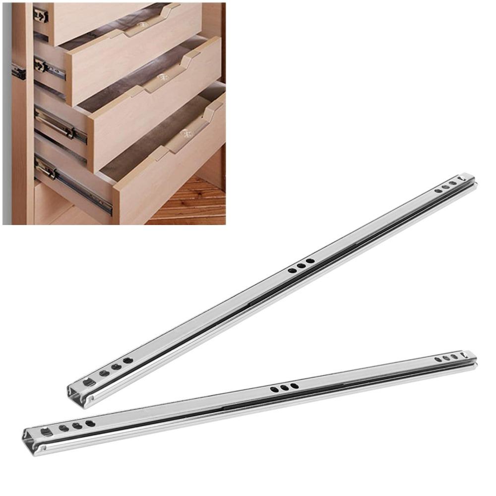 2pcs Two Way Drawer Rail Cold Rolled Steel Ball Bearing Slide Hardware Drawer Slides Drawer
