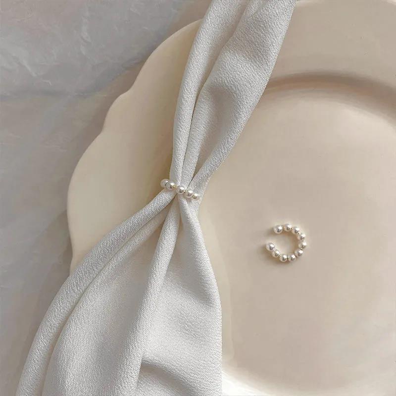 2026 New Korea Trendy Charm Pearl Beaded Ear Cuff Clip Earring for Women Fake Piercing Bone C-shaped Jewelry Accessory Wholesale