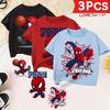 3 Stück Spider-Man T-Shirts für Jungen Offizielle Superhelden Spider-Man Kurzarm-T-Shirts für Kinder Geburtstagsoutfits Spielkleidung 3er-Pack für Marvel-Fans