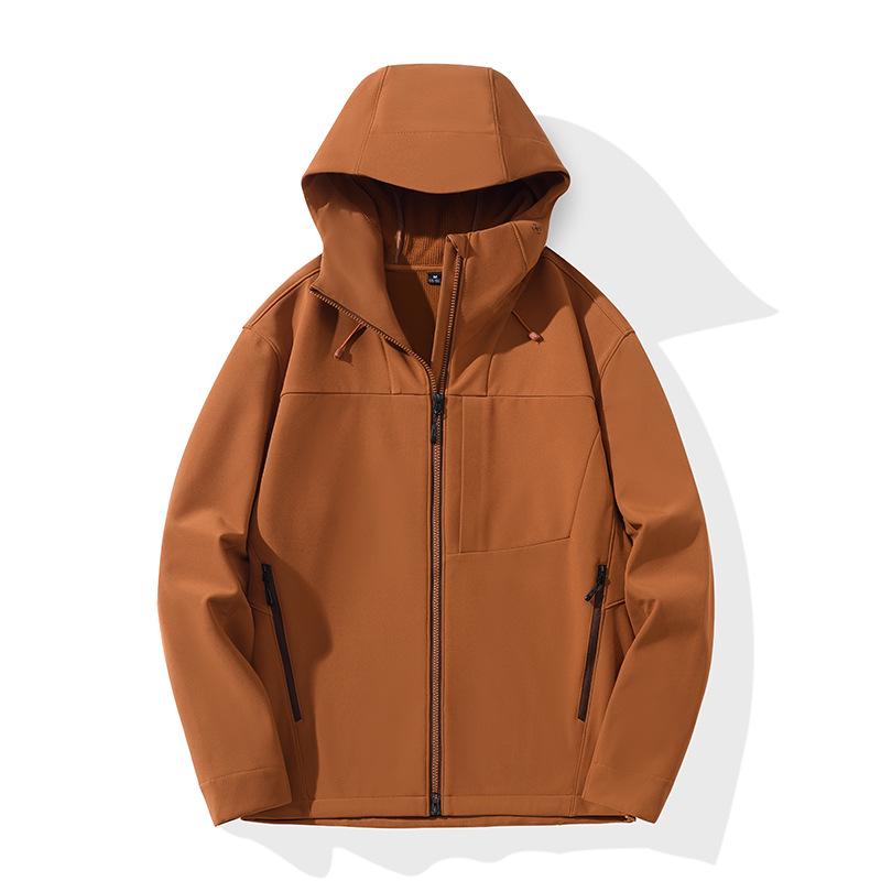 Unisex Waterproof Soft Shell Trekking Jacket with Fleece Lining and Hood for Outdoor Sports