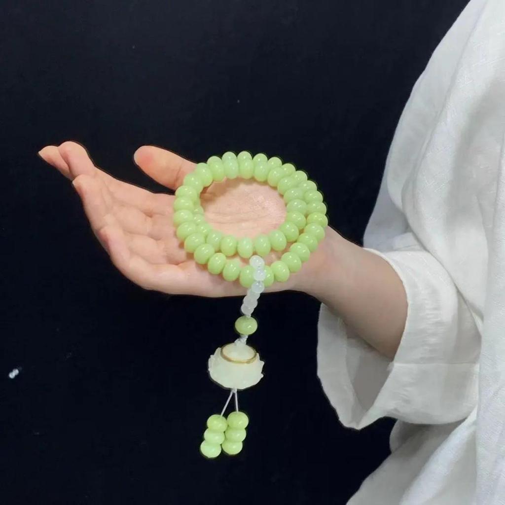 Plum Sauce Sakura Pink Bodhi Double Circle Bracelet for Women - Ancient Style