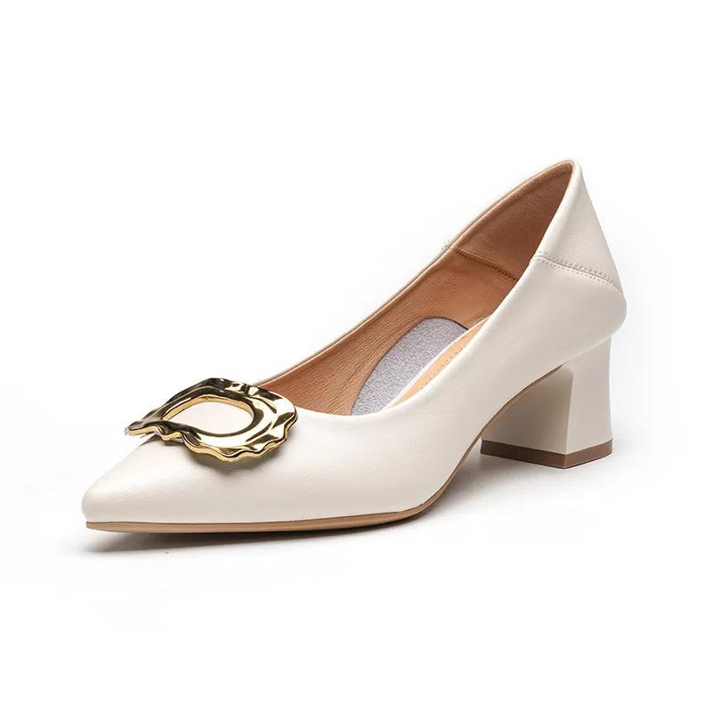 Модные кожаные женские туфли с квадратным носком из коровьей кожи на высоком каблуке — фото 3