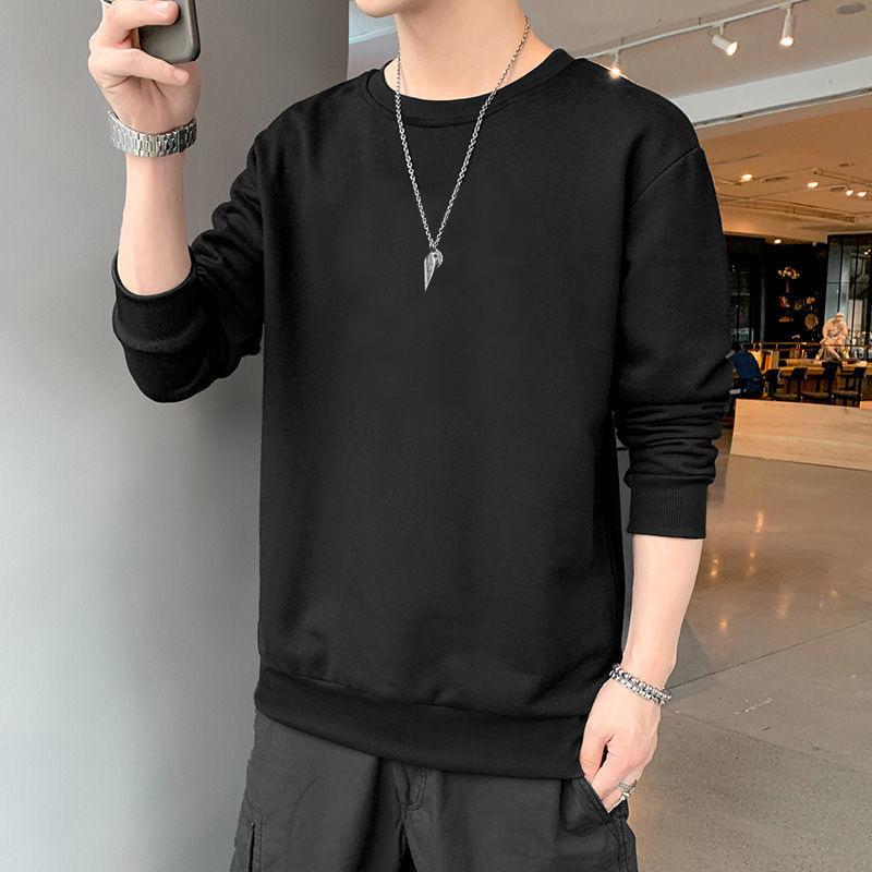 Men's Korean-Style Casual Printed Sweatshirt - Round Neck, Loose Fit, Versatile for Spring and Autumn