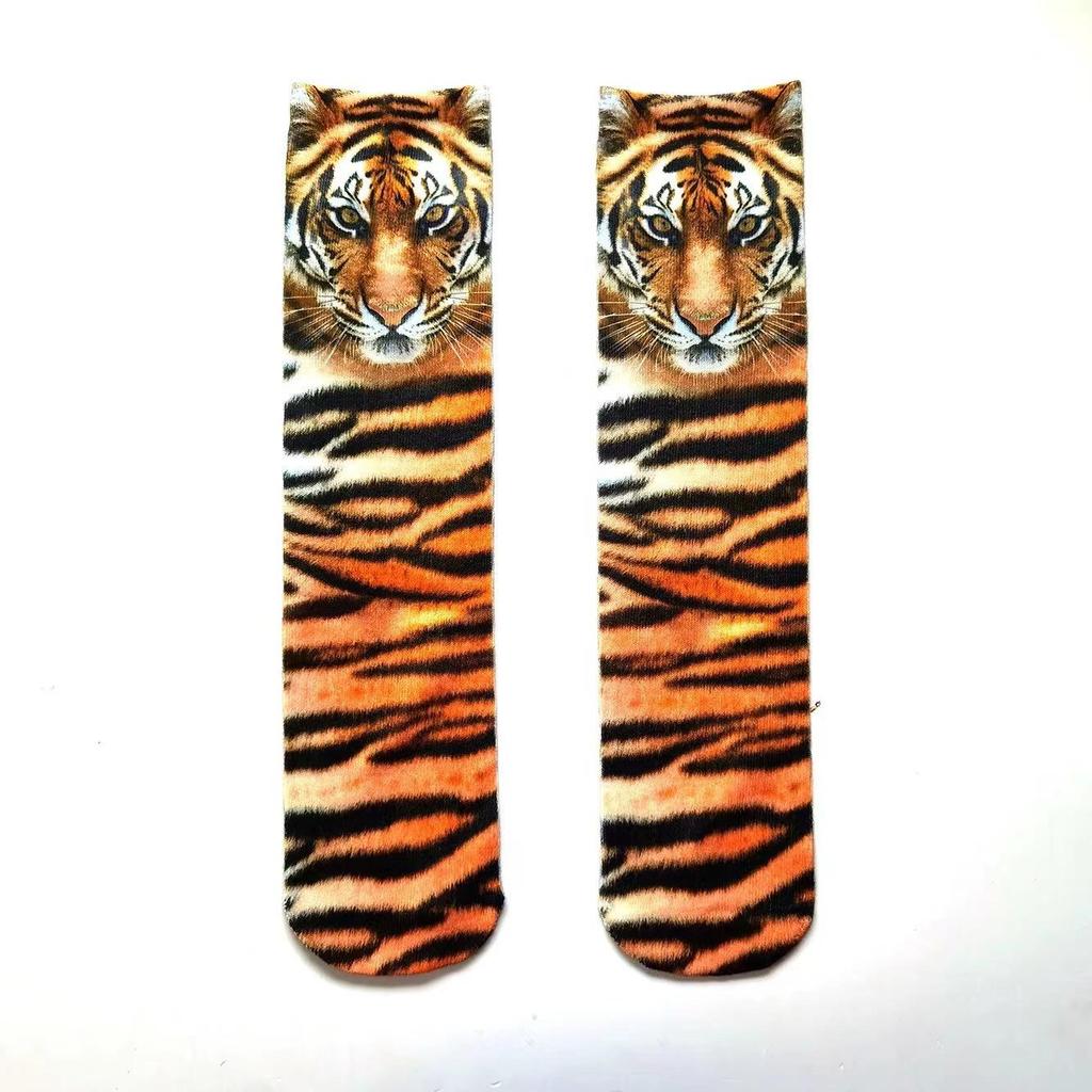 3D Animal Paw Mid-Calf Socks - Cartoon Print, Fun Hoof Design for Adults, Cat & Dog Styles