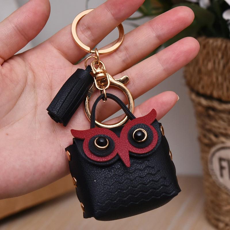 Cute Key Bag Owl Coin Purse Mini School Bag Car Key Chain Pendant Lady Wallet Leather Coin Purses Coin Purse Keychain