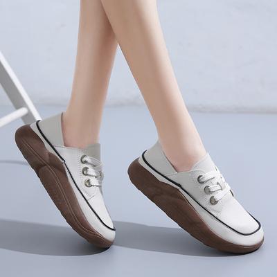 White Shoes for Women Spring New Comfortable Platform Lace Up Casual Two Wear Step-on Versatile Women's Shoes
