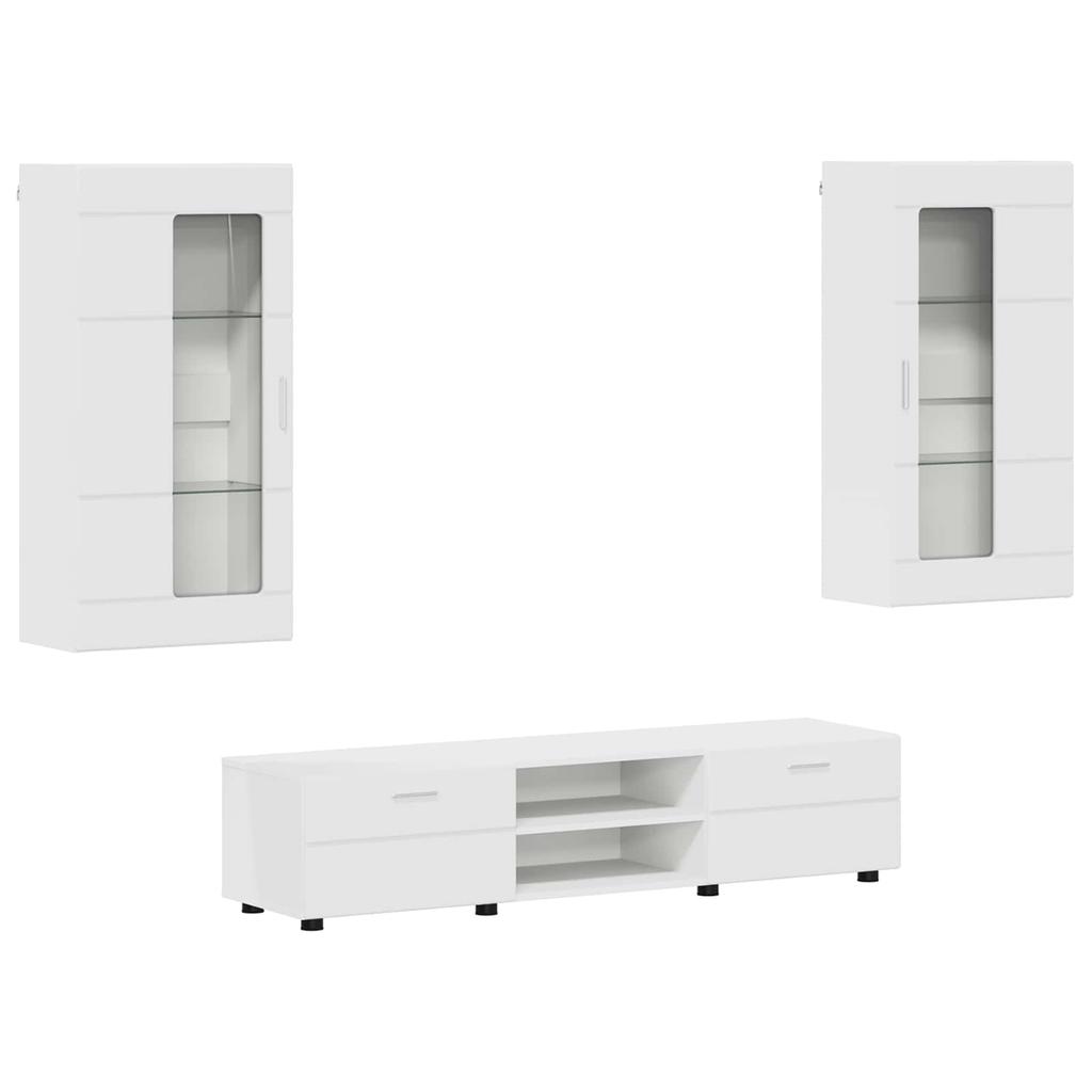 TV Cabinet Set with Drawers FLORIN 3 Pcs White Particleboard