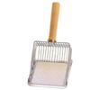 Metal Cat Litter Shovel with Comfortable Wood Handle Built-in Hook Portable Kitty Litter Sifter for Daily Cat Care