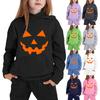 Kids Halloween Hoodie with Pumpkin Face Print Long Sleeve Pullover Sweatshirt for Boys Girls Comfortable Casual Wear