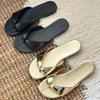 Sheepskin Version~ Korean Version of Niche Flat-bottomed Toe-in-one Slippers Women Wear New Summer Beach Cool Slippers