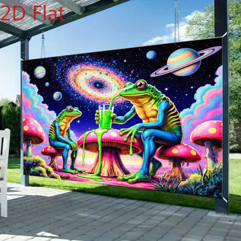 2D Colorful Galaxy Frog Backdrop for Trippy Art Style Events