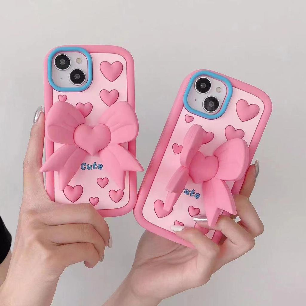 Applicable to Apple 13 mobile phone case iPhone15 three-dimensional love butterfly 16pro max girl heart cute silicone