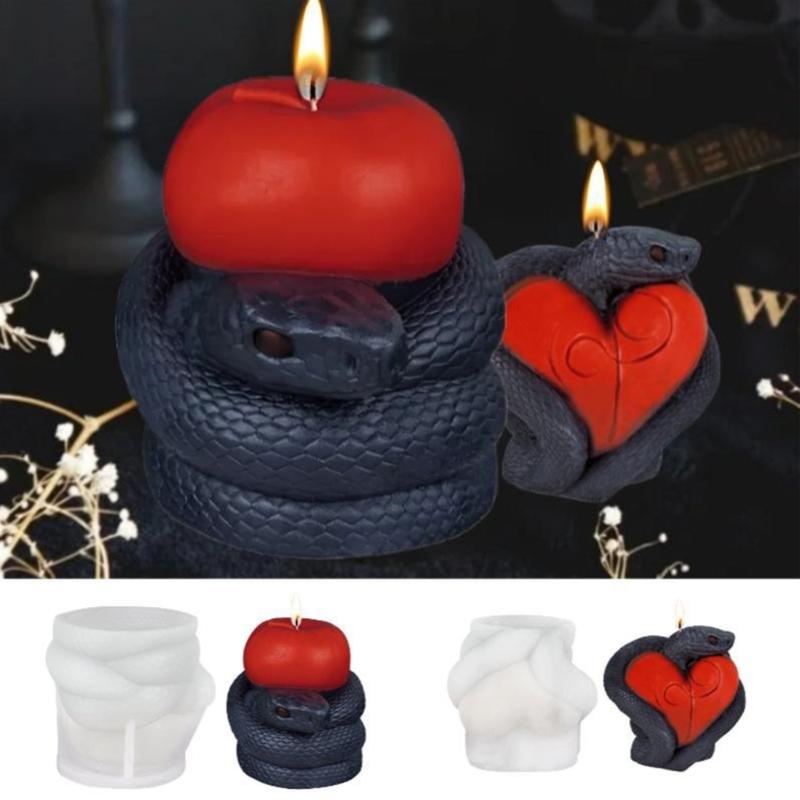 3D Snake Heart Candle Mould Silicone Molds Crafting Supplies Castings Molds Handmade Plasters Molds Easy Release