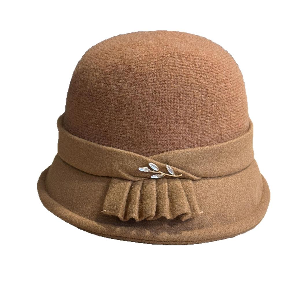 New Woolen Hat for Women Autumn and Winter Face Showing Top Hat Hepburn Style French Elegant Retro Fisherman Hat Basin Hat