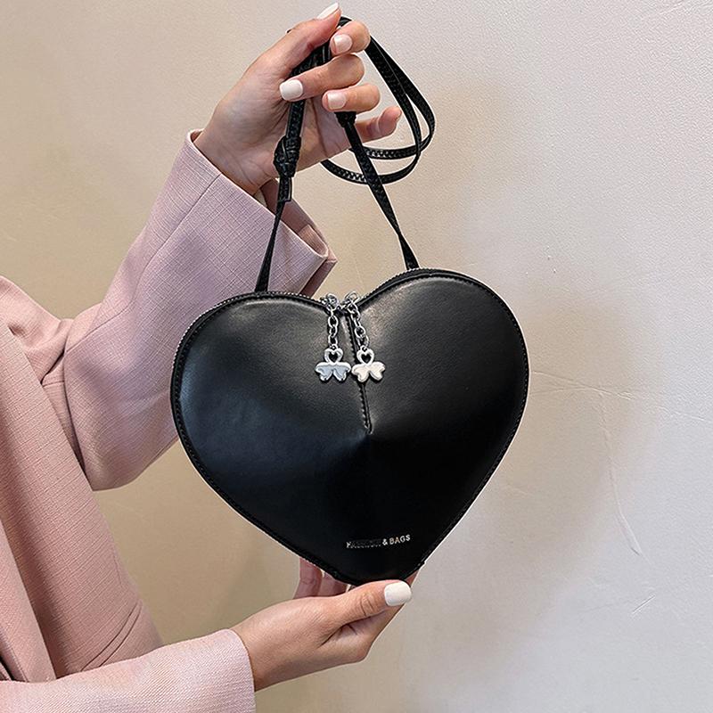 2025 Genuine Leather Peach Heart Bag Simple Versatile Crossbody Bag High Quality 3D Love Heart