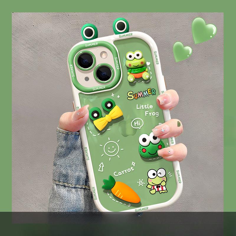 Applicable To Apple 14promax Mobile Phone Case for Women IPhone 13 Cute Funny Three-dimensional Frog Doll 12 Soft