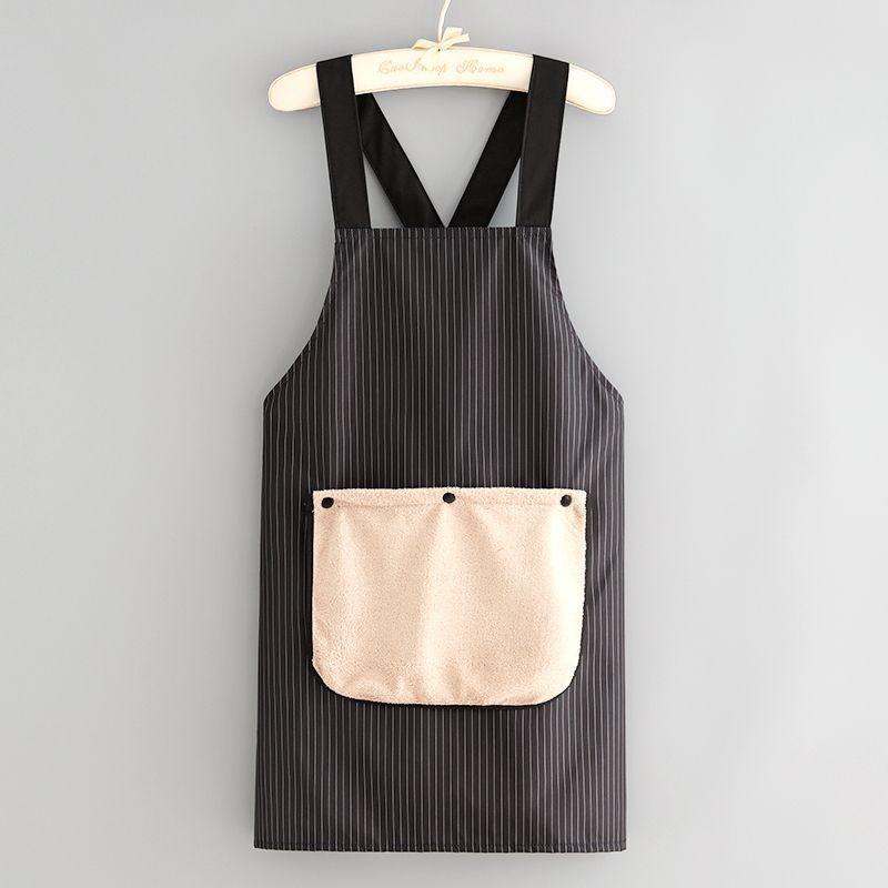 

Waterproof Kitchen Apron Sleeveless Cross Back Restaurant Uniform with Removable Hand Towel Anti-fouling Cooking Baking Bibs