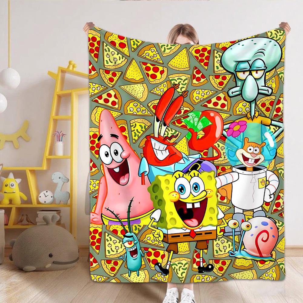 Throw Blankets for Beds Kawaii S-Spongebob All year Blanket Bedspread on the Bed Bedspreads and Coverlets Camping Anime Sofa Nap