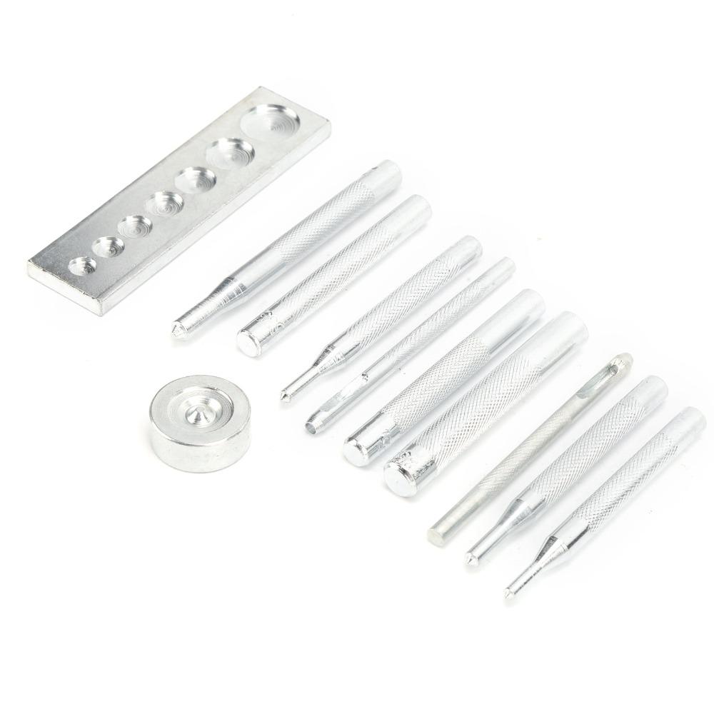 11PCS Manual Steel Tools Rivet Setter Kit Die Punch Snap Set  For Leather Crafts and Repairs
