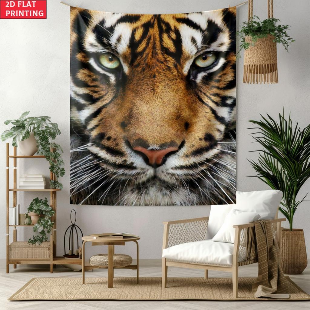 2D Flat Printing1Pc Tiger Face Wall Tapestry Wildlife Animal Art Home Decor