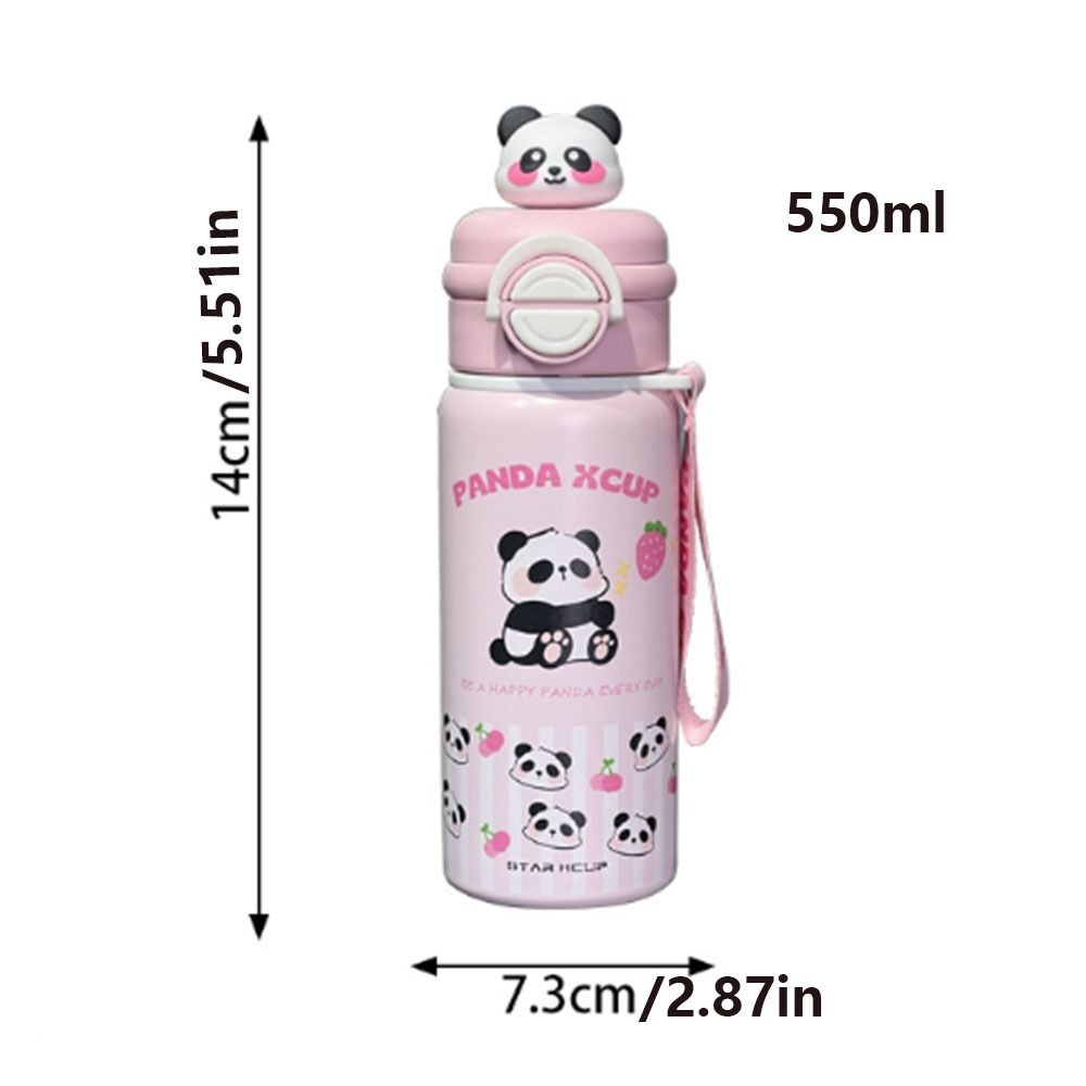 Large Capacity Panda  Insulated Cup Double Straw Drinking Water Cup  Outdoor Sports
