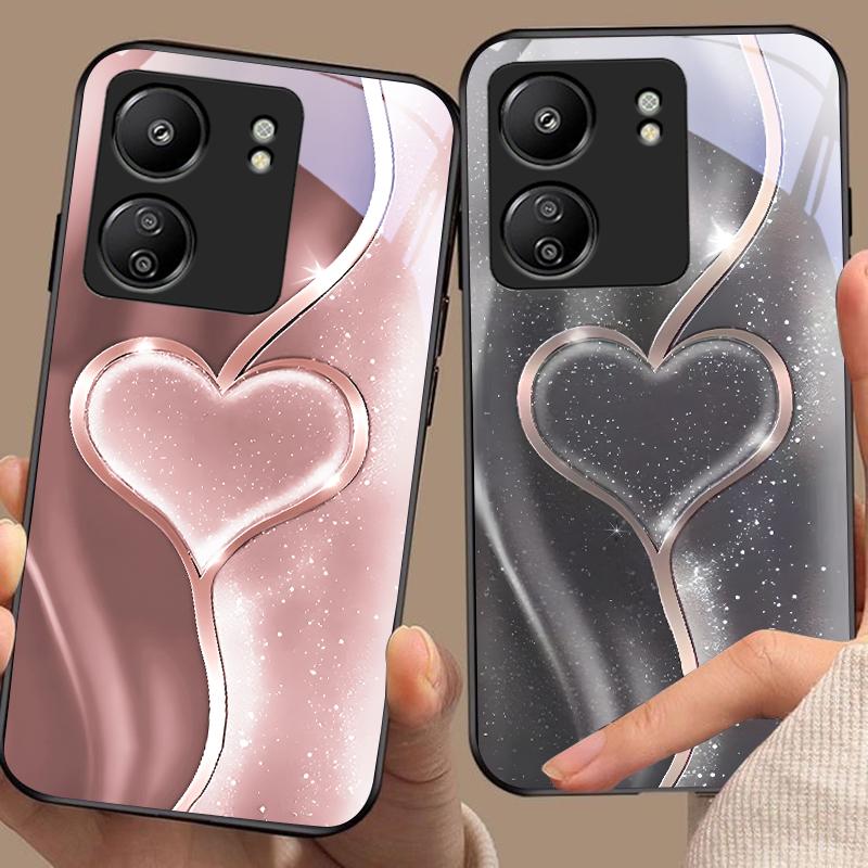 Gradual Love Big Für Xiaomi Redmi 13C Note13 12 Pro Plus 5G Note 9 13T Pro POCO X6 F5 F6 Schwarz Gehärtetes Glas Handyhülle
