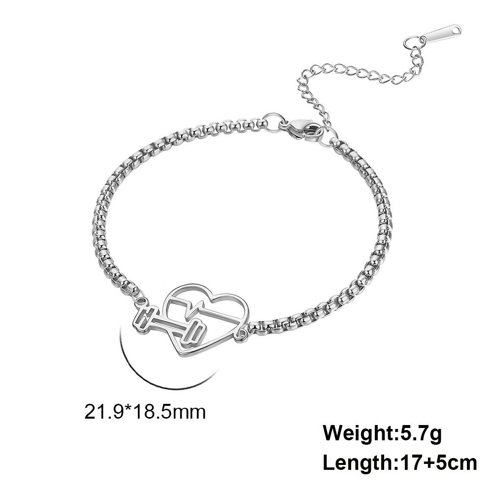 Simple Dumbbell Heart ECG Bracelet Fashion Versatile Jewelry Gift For Best Friend Girlfriend