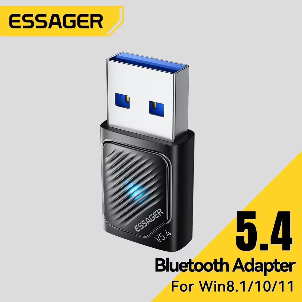 

Essager Bluetooth Adapter USB Bluetooth 5.4 for PC Dongle Adaptador Wireless Mouse Keyborad Music Audio Receiver USB Transmitter Bluetooth 5.4 чорний