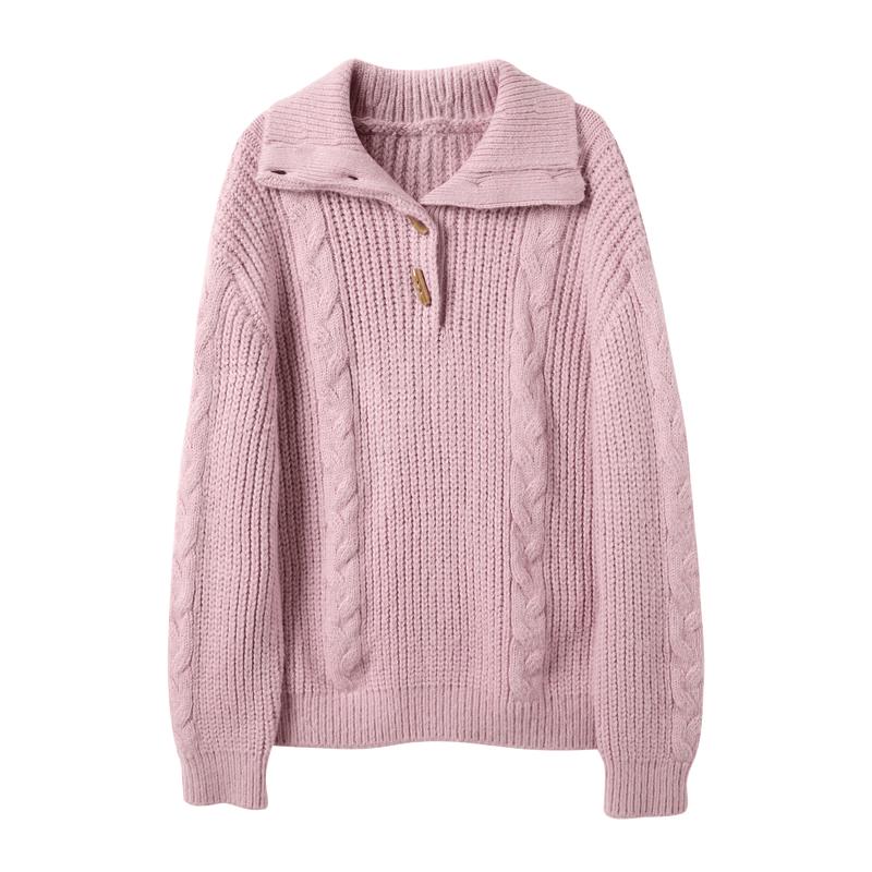 Sancai Winter Wool-Blend Toggle Knit Sweater