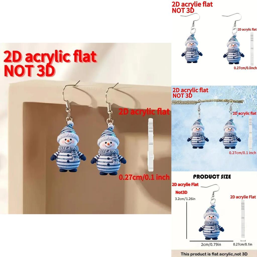 Snowman Christmas Acrylic Earrings With Silver Post For Festive Style