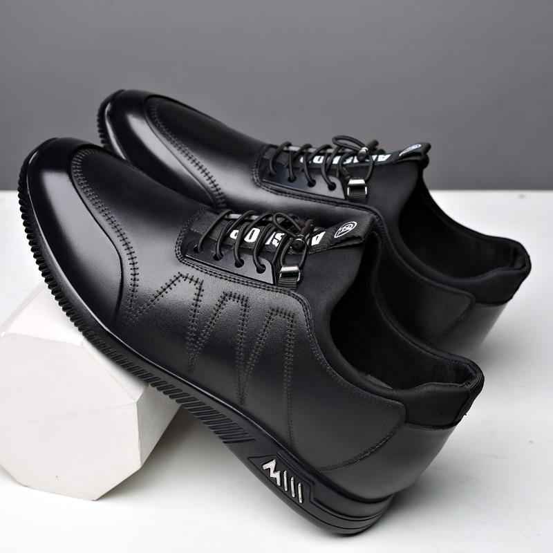 Men's shoes 2025 new men's casual 8cm invisible inner height increase men's shoes Korean version trend shoes height increase 6cm leather shoes