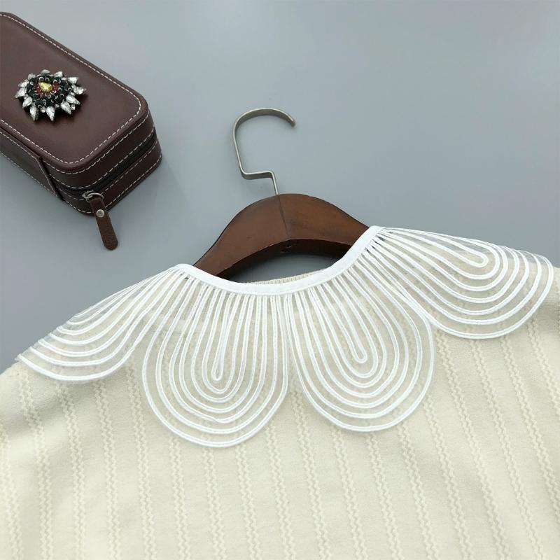 Women Embroidery Petal Detachable Cape Faux Collar Elegant Pearls Beaded Shawl Wrap Collar for Evening Dress and Casual Outfits