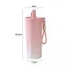 Gradient Color Minimalist Handle Strap Insulated Stainless Steel Vacuum Travel Mug With Straw Lid 600ml