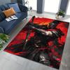 1PC Black-Armored Warrior Blazing Flames Print Carpet for Living Room Bedroom Sofa Home Decor Rus Non-slip Floor Mat Luxury Gift