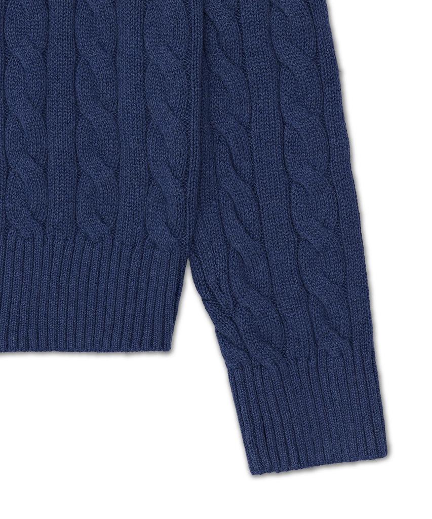 POLO RALPH LAUREN Cable Knit Cotton Quarter Zipper Sweater - Navy